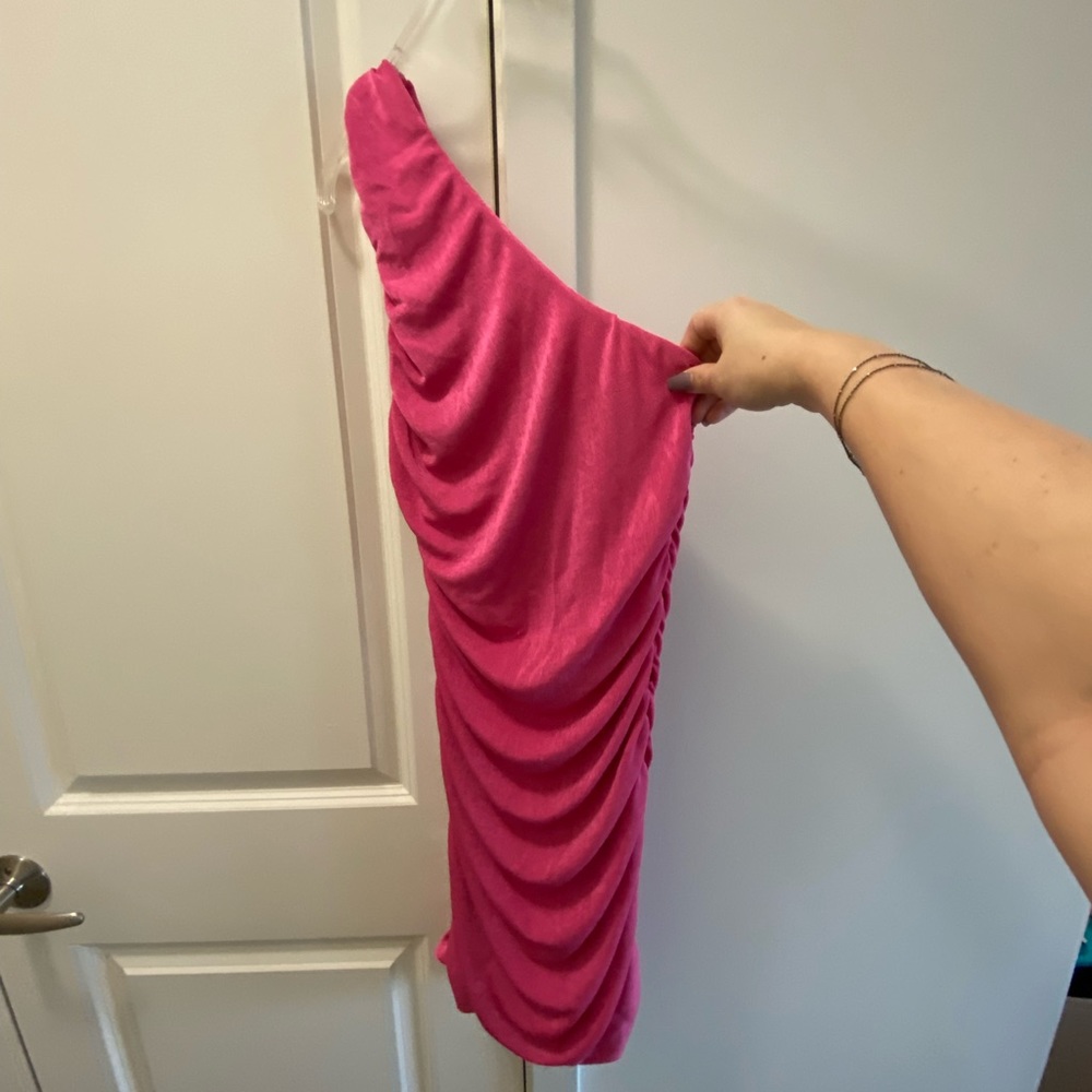 Ruched one shoulder dress